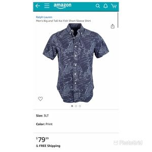 Men’s Big and Tall Koi Fish Short Sleeve Shirt